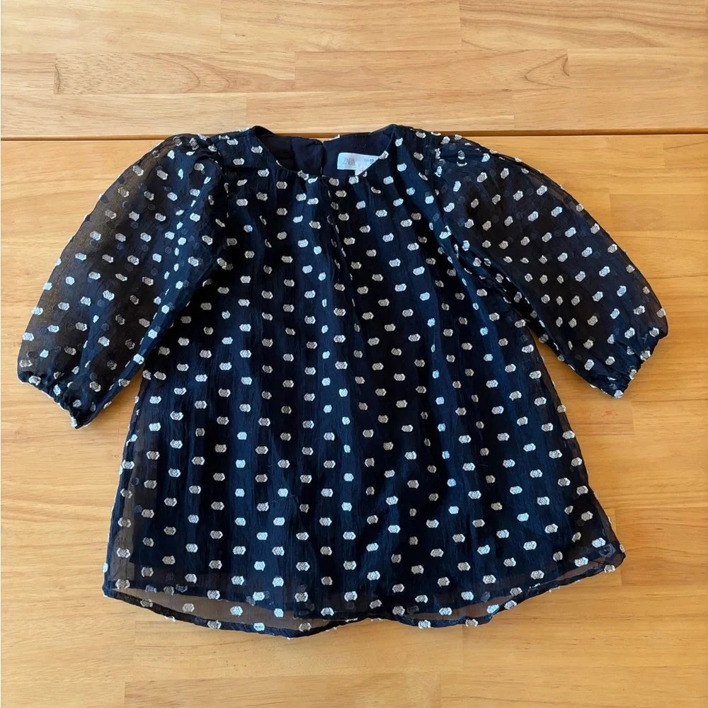 Zara‎ chiffon dress golden and black baby toddler 12-18 months